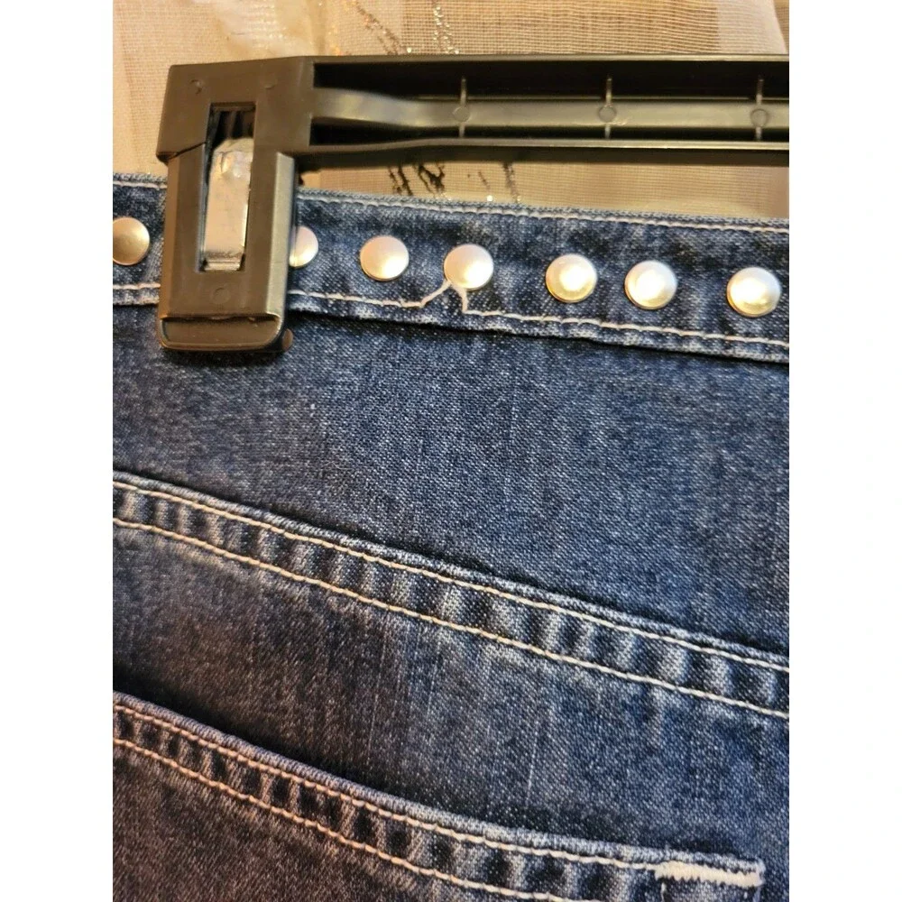 Studded Denim Jean Mini Skirt Women’s 9/10 Ralph Lauren Punk Metal Edgy Rock - Picture 11 of 12